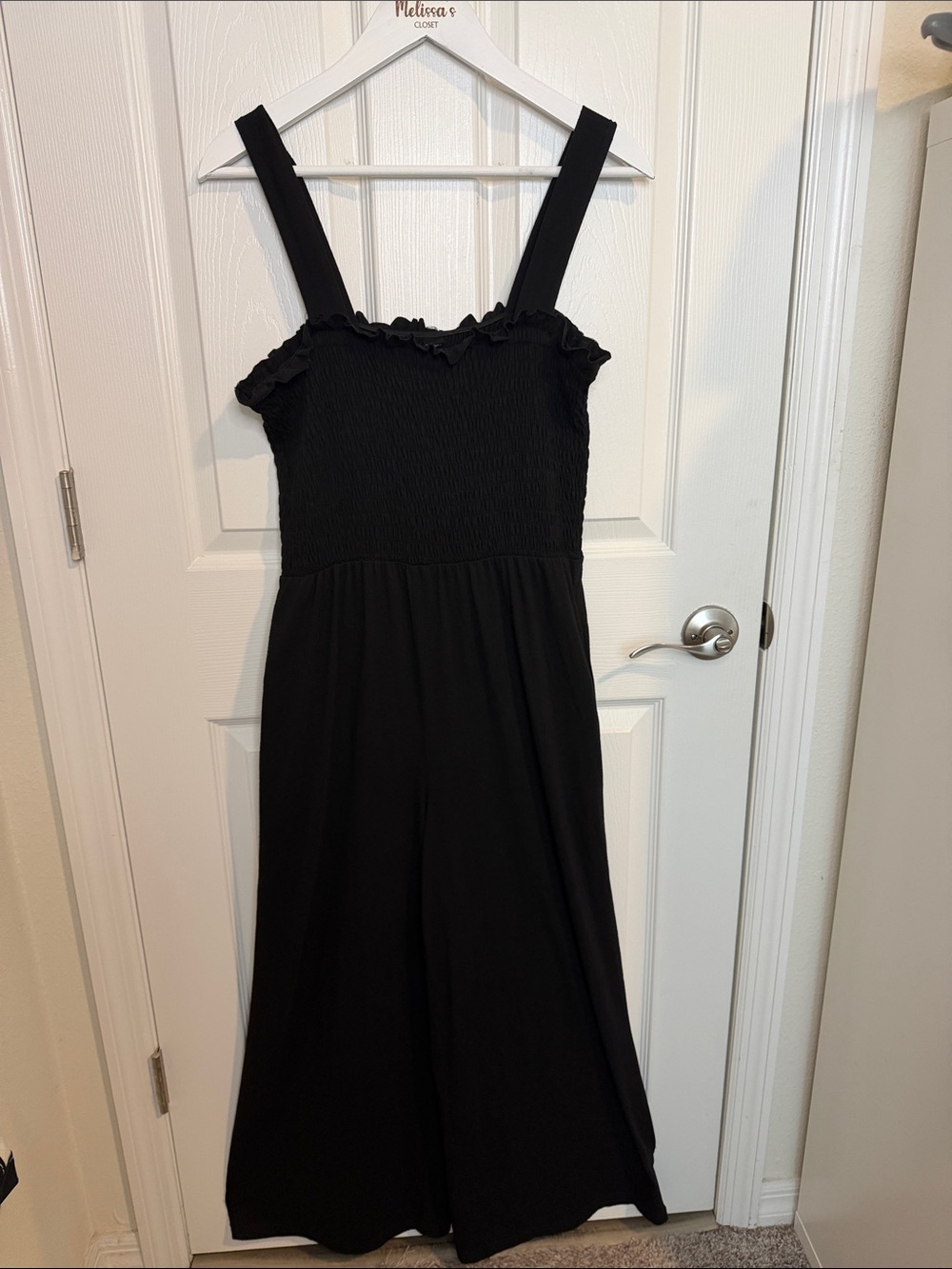 Black Wide-Leg Jumpsuit with Ruffle Bodice